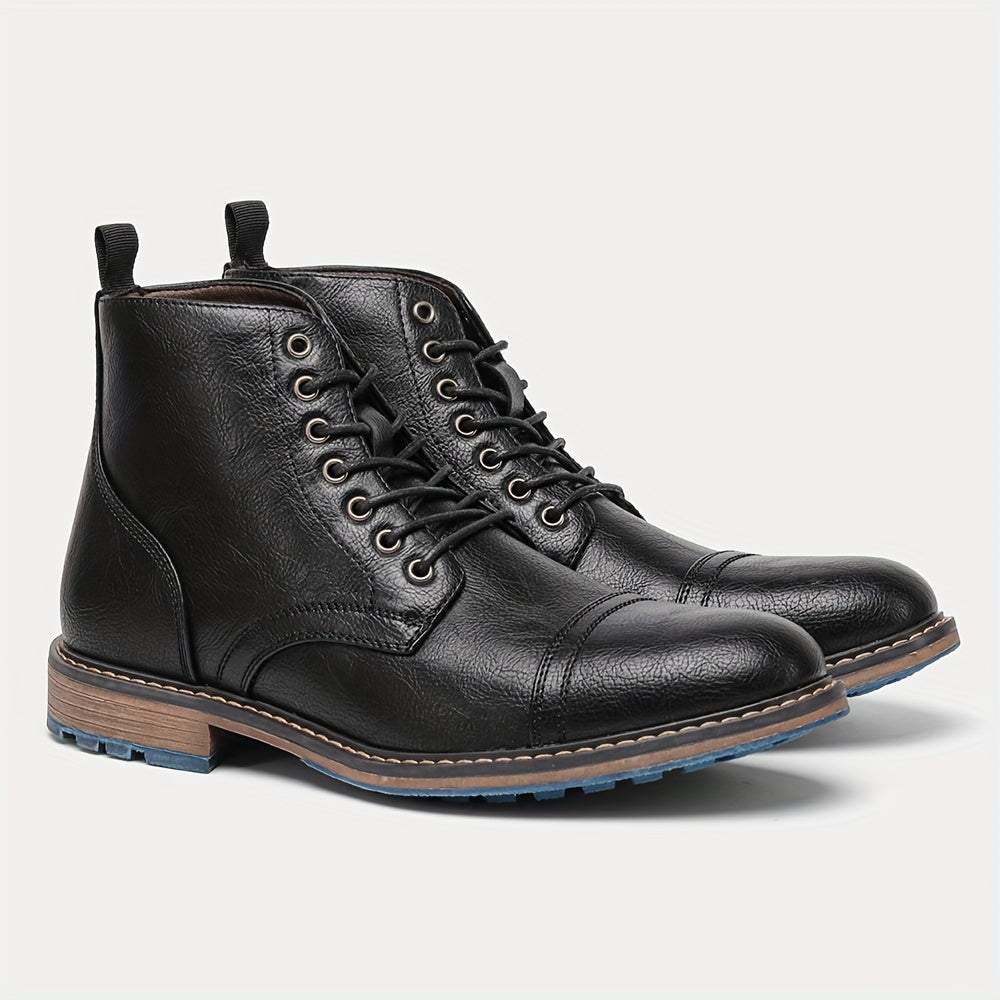 Men's Boots Pu Upper Rubber Two-tone Sole