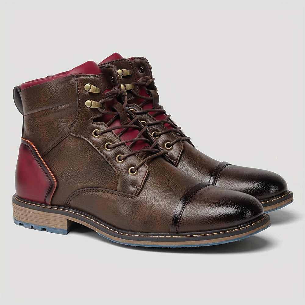 Men's Boots Pu Upper Rubber Two-tone Sole