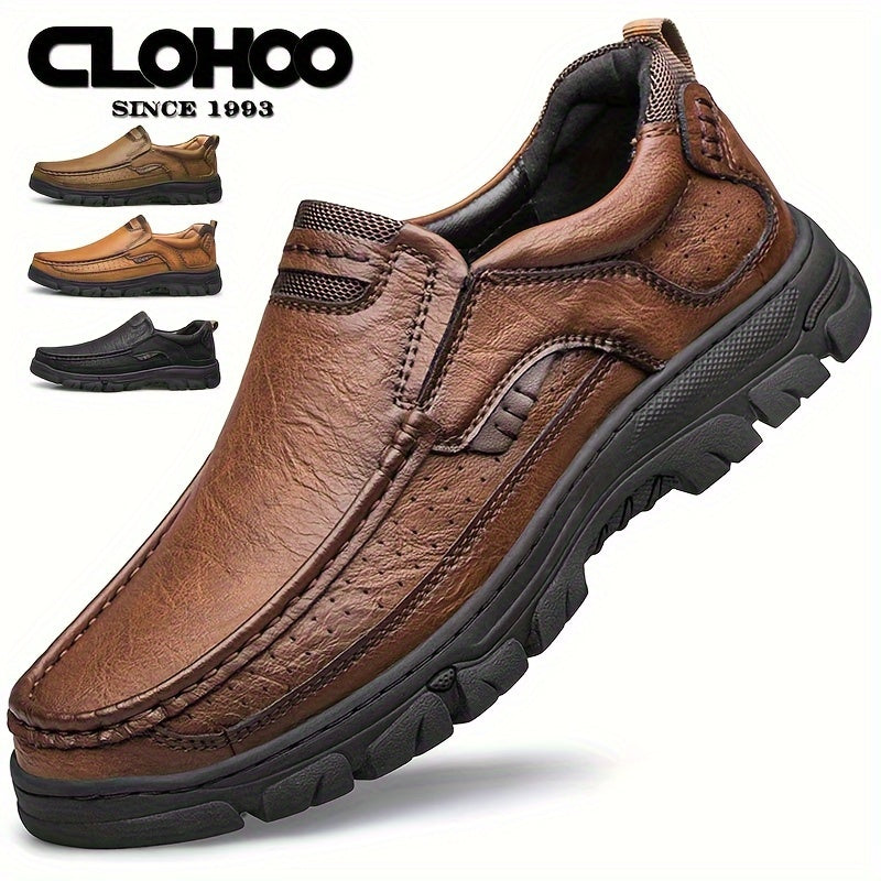 Wear-resistant Anti-skid Men's Stitching Casual Loafers, Slip On Shoes For Outdoor, Office Daily Footwear