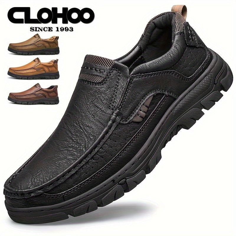 Wear-resistant Anti-skid Men's Stitching Casual Loafers, Slip On Shoes For Outdoor, Office Daily Footwear