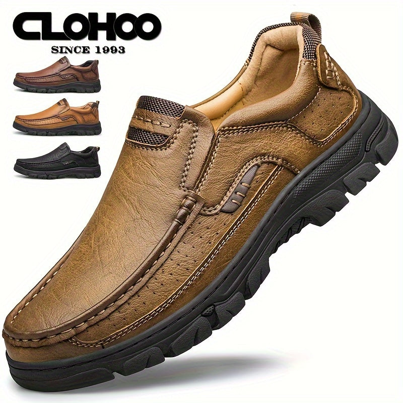 Wear-resistant Anti-skid Men's Stitching Casual Loafers, Slip On Shoes For Outdoor, Office Daily Footwear