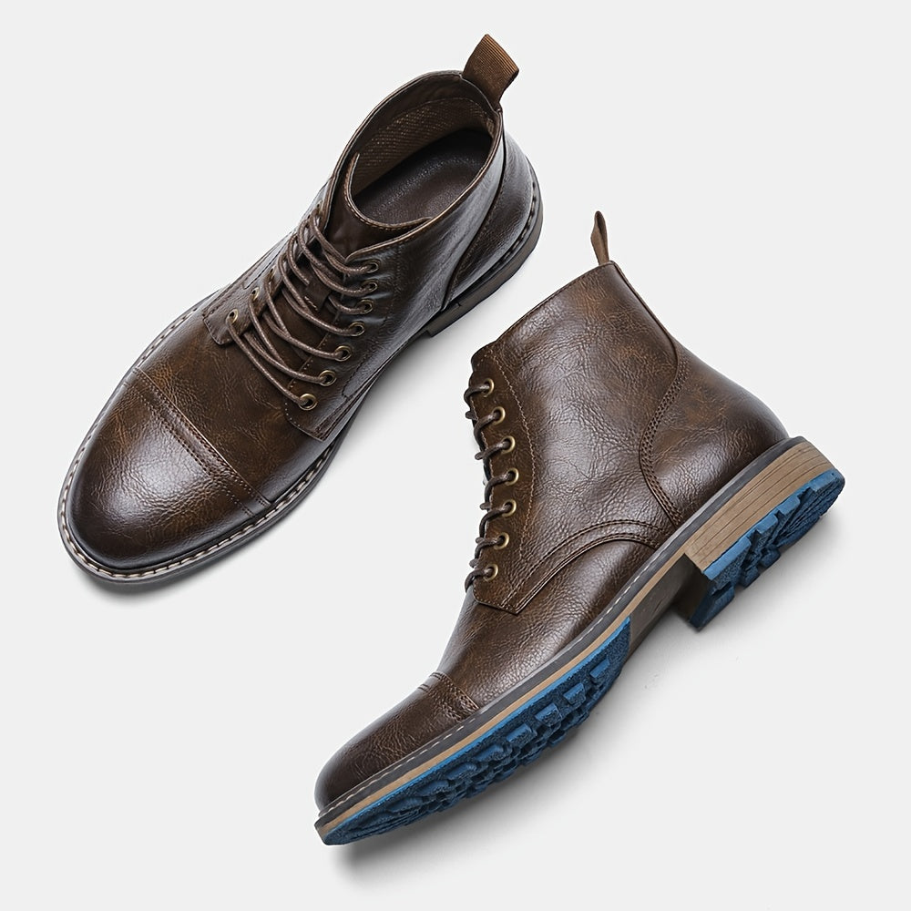 Men's Boots Pu Upper Rubber Two-tone Sole